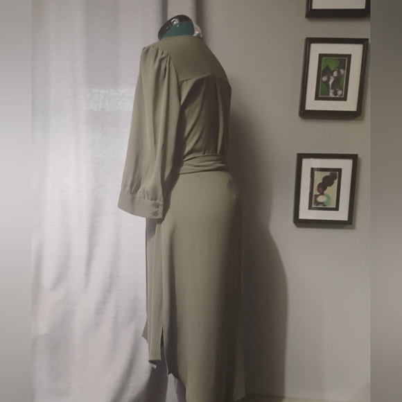 Bar III Asymmetrical Wrap-Style Dress in Olive Green, Sz 12 - Picture 11 of 13